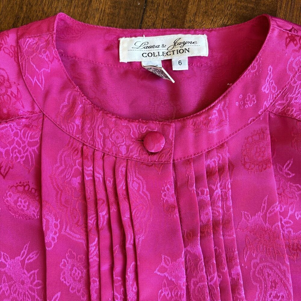 Vintage Laura and Jayne Collection blouse womens size 6 Fuschia